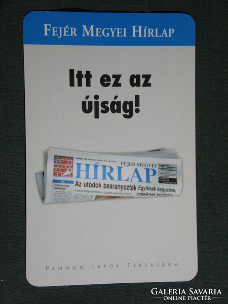 Kártyanaptár, Fejér Megyei Hírlap napilap,újság, magazin, 2000, (6)