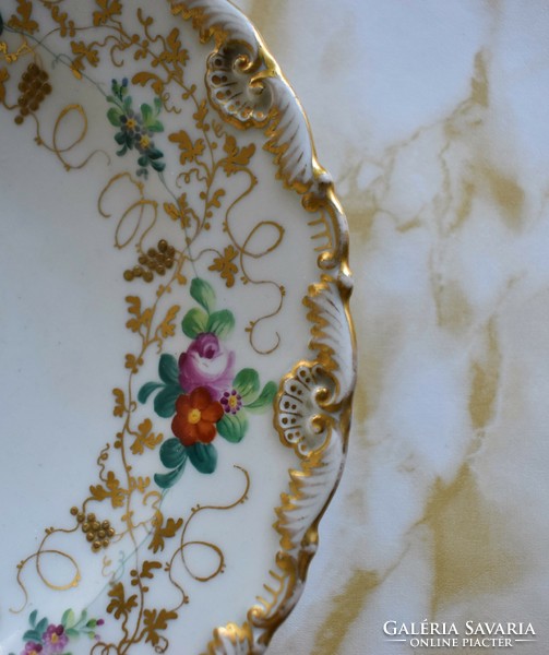Antique elbogen biedermeier gilt plate with flower pattern