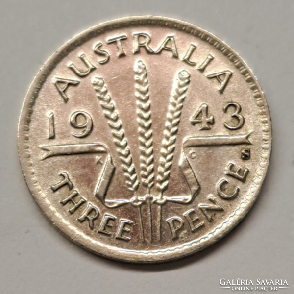 Ausztrália VI. György .500 ezüst 3 Pence 1943. (H/38)