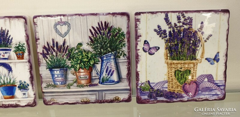 4 Pcs ceramic tile image - lavender pattern coaster 9 cm