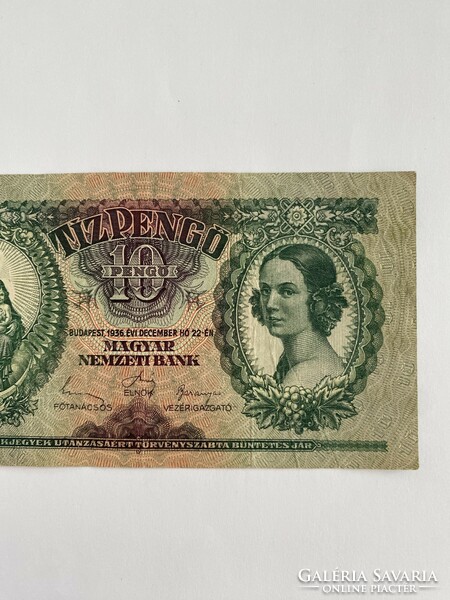 *B 086  Tíz pengő 10 pengő  tízpengő 1936 B* Ritkaság! Csillagos bankjegy gyűjtőknek