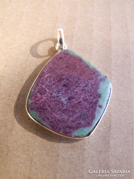 Silver pendant with zoisite mineral (220206)