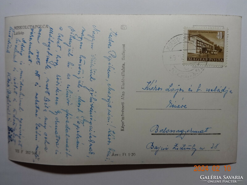Régi képeslap: Miskolctapolca, látkép (1956)