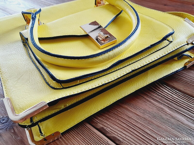 Oktpa yellow women's side bag, shoulder bag, 28 x 24 x 9 cm