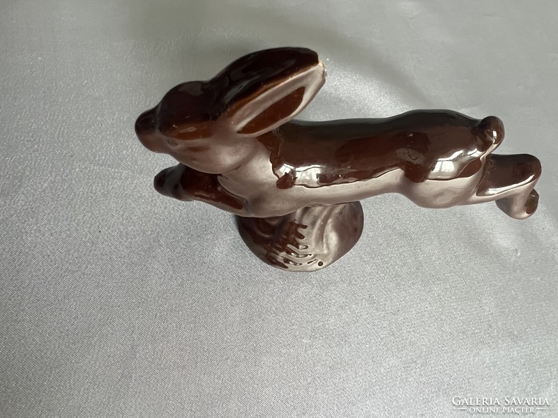 Brown glazed ceramic rabbit Easter bunny decoration