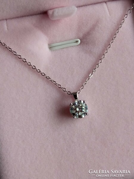 Moissanite diamond 1 ct 925 silver pendant with chain