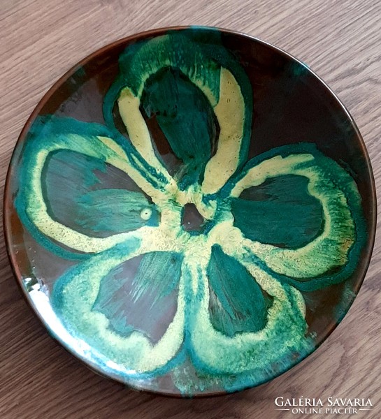 Retro applied art ceramic plate, marked 27.5 cm in diameter