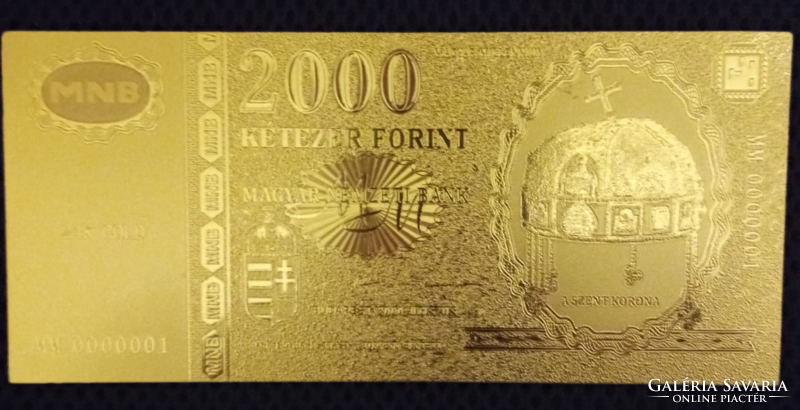 24 Karat gold-plated two thousand forints / 2000 forints 2000 millennium issue