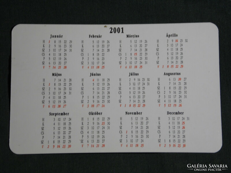 Card calendar, car city volkswagen car showroom, service, Pécs, 2001, (6)