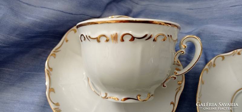 2 Rare, special, elegant, Zsolnay, tea cup, gold stafir baroque. Showcase.