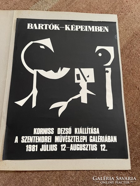 Korniss Dezső szitanyomat kiállítási plakát Bartók képeimben. Szentendre