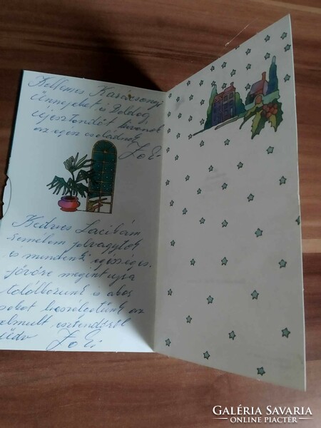 American Christmas card, approx. 1960s-1970s, with a small rotating part