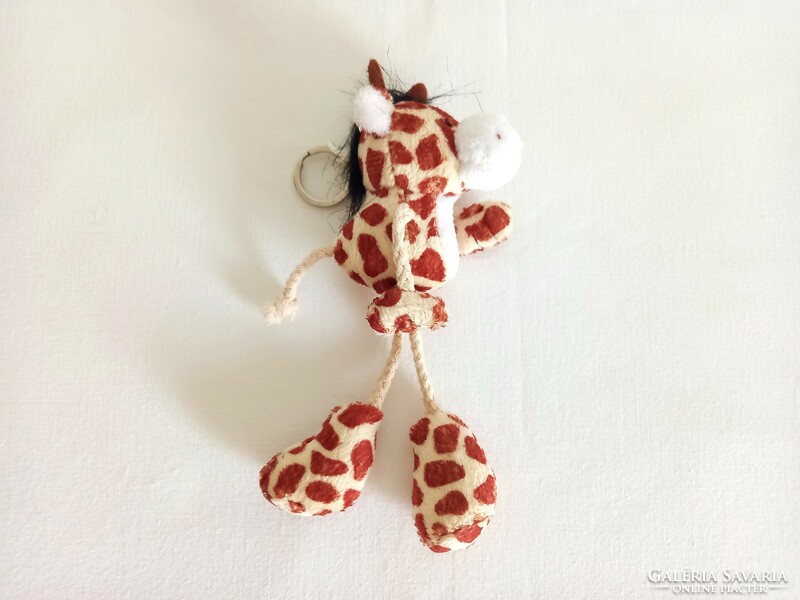 Plush keychain, hanging-legged giraffe figure