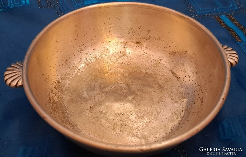 Régi ezüstözött leveses csésze, tál (M4487)