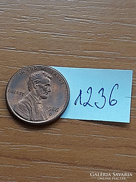 USA 1 CENT 1986  D,  Abraham Lincoln, Réz-Cink  1236