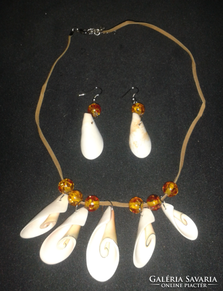 Retro shell chain + earrings (jewelry set)