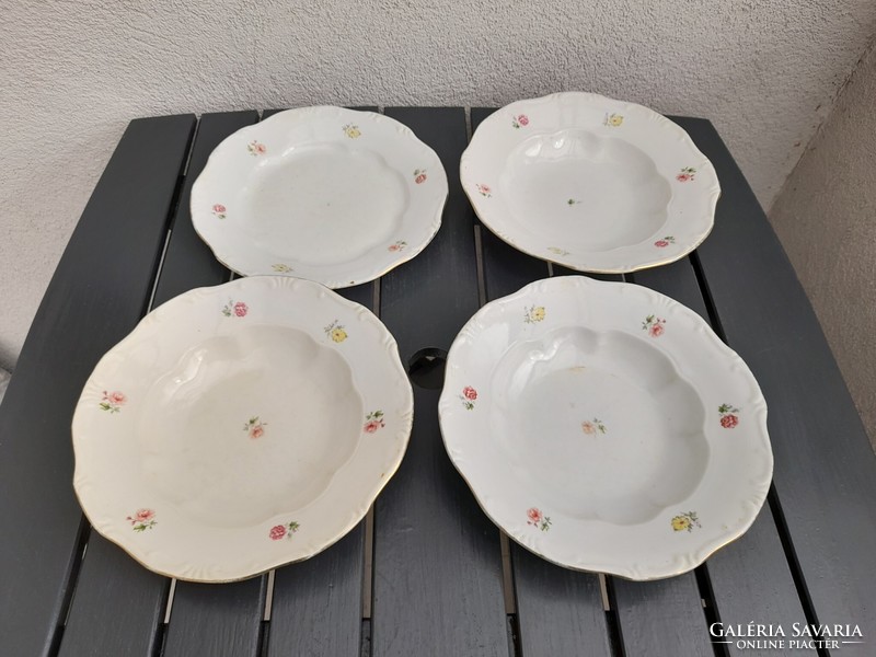3 patterned Zsolnay soup plates + 1 flat plate
