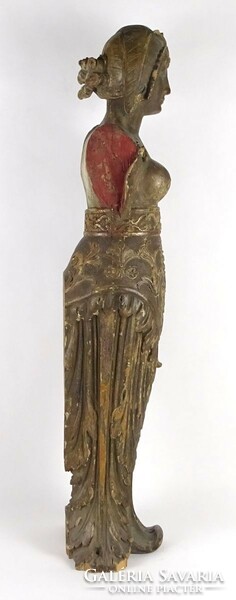 1Q275 Antik hatalmas faragott díszes női félakt torzó szobor XVII-XVIII század