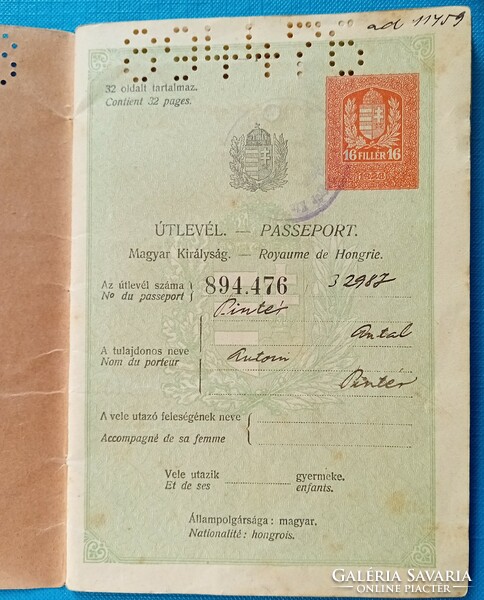 Horthy era passport with Czechoslovak visas