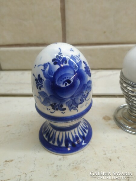 Easter decoration, ceramic egg, hen with egg holder, egg holder for sale! Blue ceramic table centerpiece