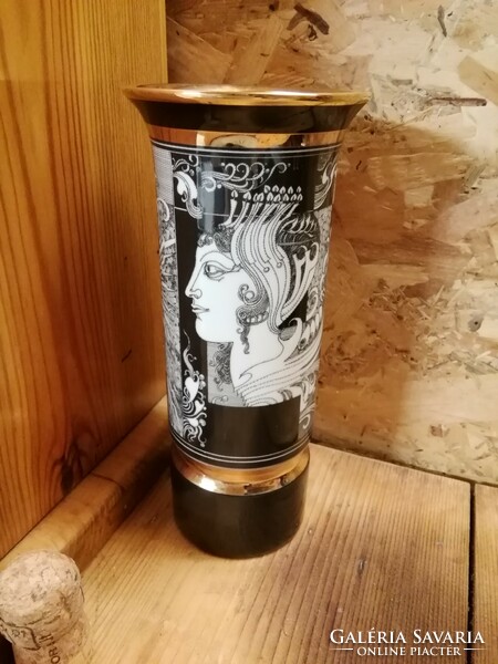 Hollóházi Szász Endre porcelán váza napfény kollekció 20 cm