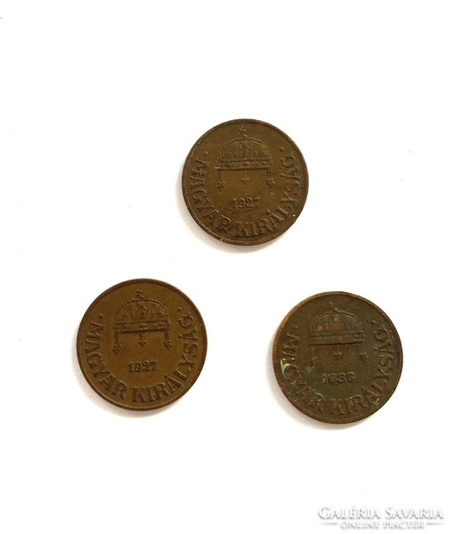 3 Pieces of 1 penny 1927 1933 Kingdom of Hungary