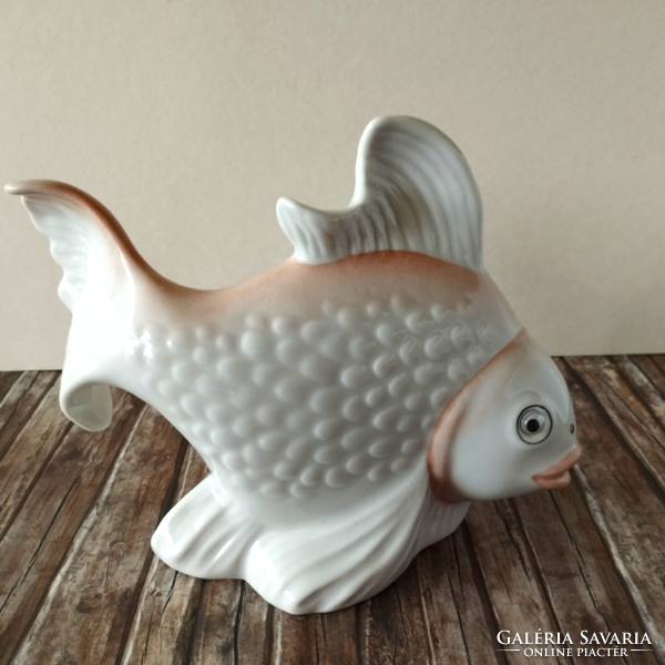 Lindner German porcelain fish figurine lockable bush with key, handmade, rare