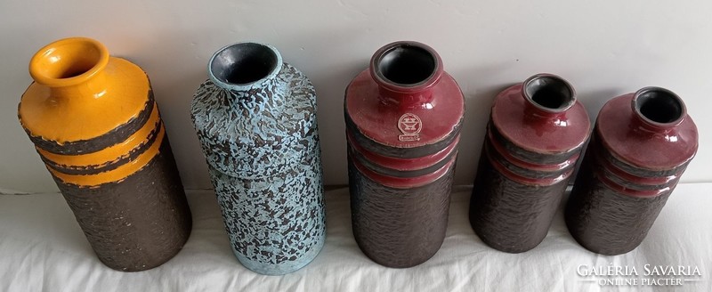 5 db német retro kerámia váza szett együtt