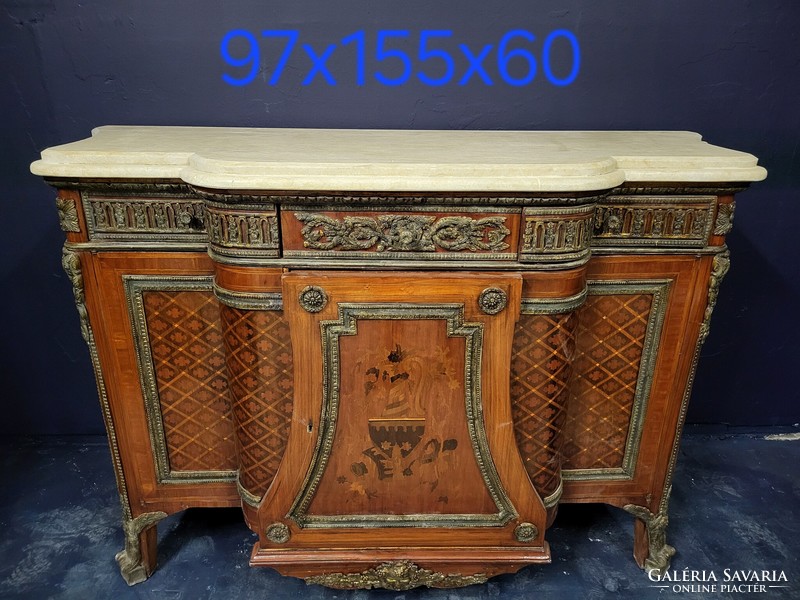 xvi. Louis-style large chest of drawers with a serving marble top