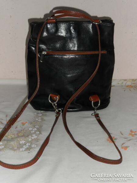 Black leather backpack, shoulder bag