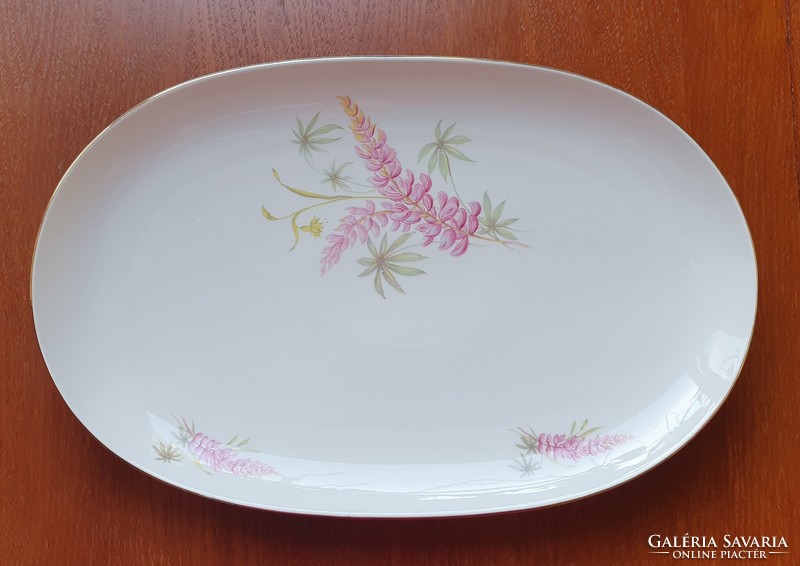 Bavaria German porcelain serving plate with floral pattern on plate with golden edge