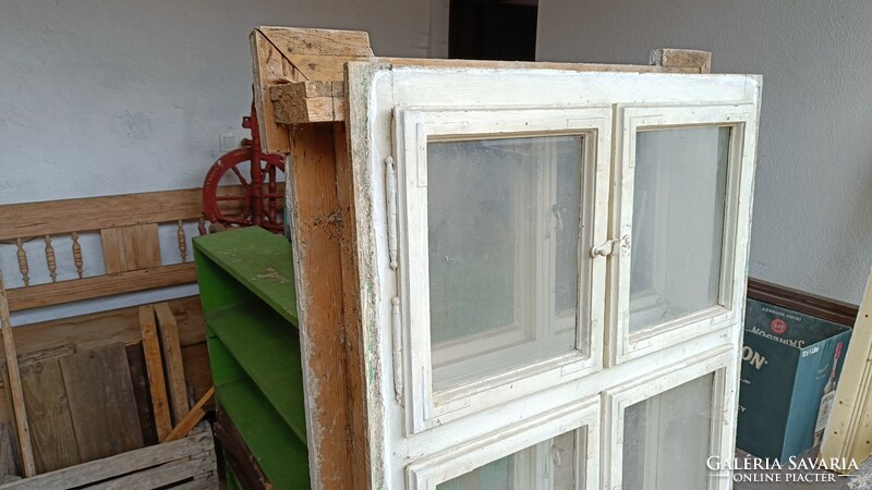 Beautiful antique peasant window with casement, 6-window double