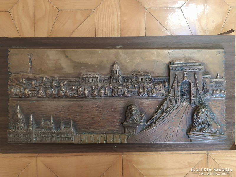 R. KISS LENKE. BUDAPEST BRONZ FALIKÉP RITKA, GYŰJTŐI 44 x 20 CM! 5 KG!