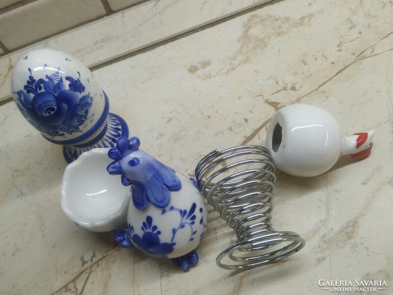 Easter decoration, ceramic egg, hen with egg holder, egg holder for sale! Blue ceramic table centerpiece