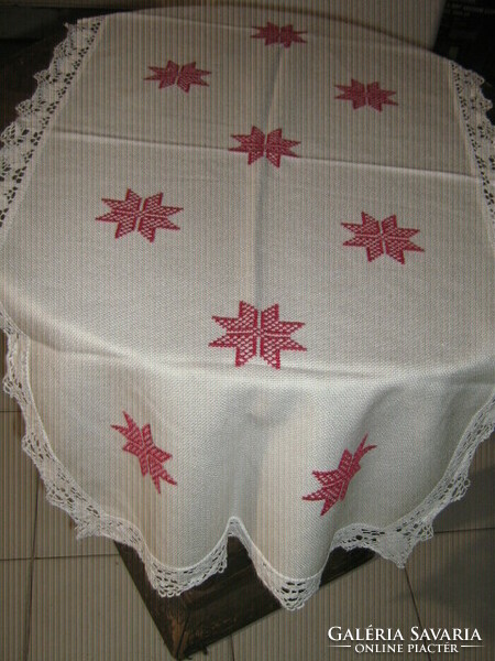 Beautiful hand embroidered tiny cross stitch tablecloth
