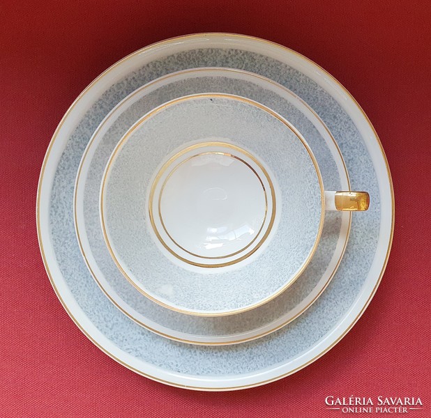 Lettin német porcelán kávés teás reggeliző szett csésze csészealj kistányér tányér