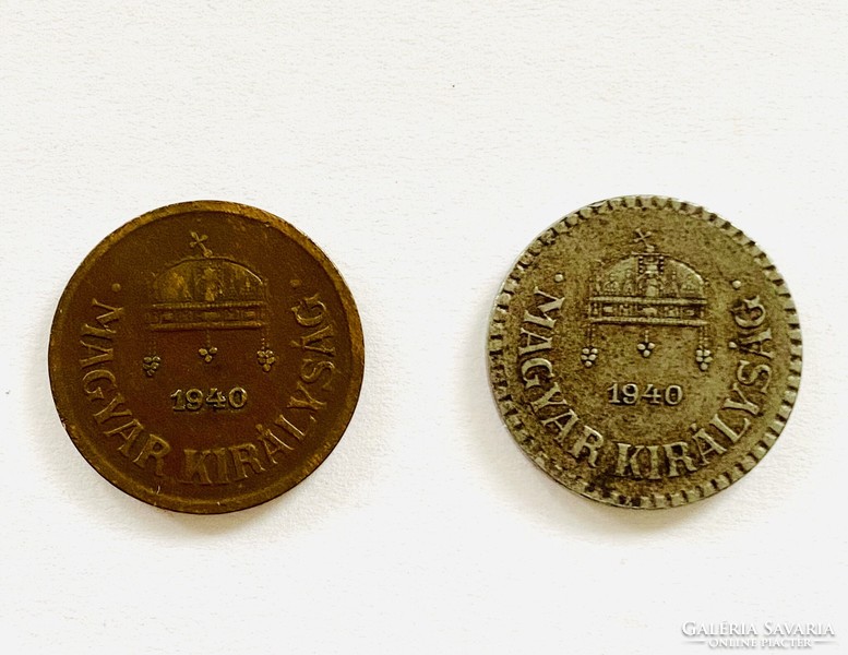 2 pieces of 2 pence 1940, one iron, the other bronze Hungarian kingdom