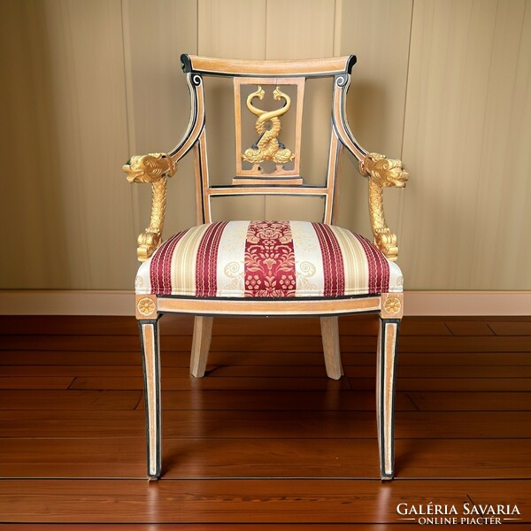 Galimberti lino carved gilt neoclassical luxury armchair