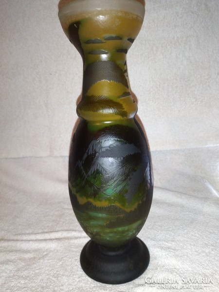 Beautiful colorful vase with a palm tree pattern, 33 cm high