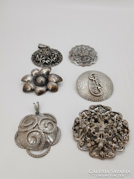 Old, retro brooches, pendants, 6 in one