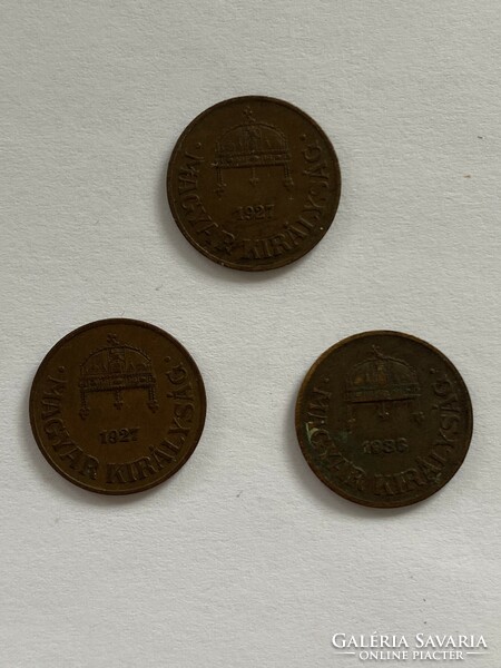 3 Pieces of 1 penny 1927 1933 Kingdom of Hungary