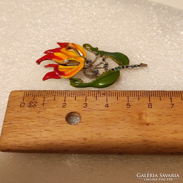 A wonderful enamel orchid pin