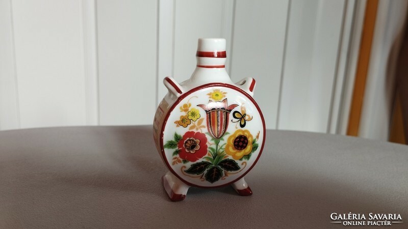 Mini Zsolnay porcelain water bottle from the 1920s, hand painted