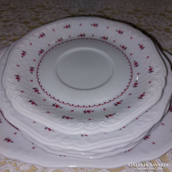 Bavaria porcelain cake serving bowl and plates with small flowers, for addition