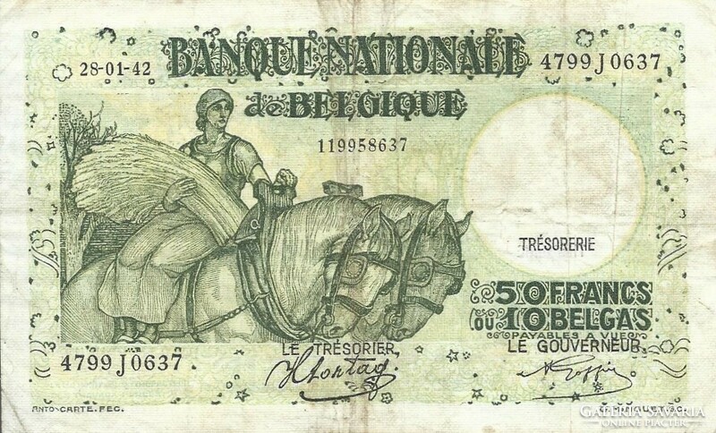 50 Francs 10 Belgians 1942 Belgium