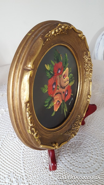 Old floral still life oil painting, in a beautiful frame