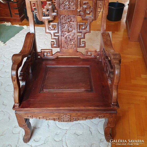 Beautiful Asian richly carved throne chair.