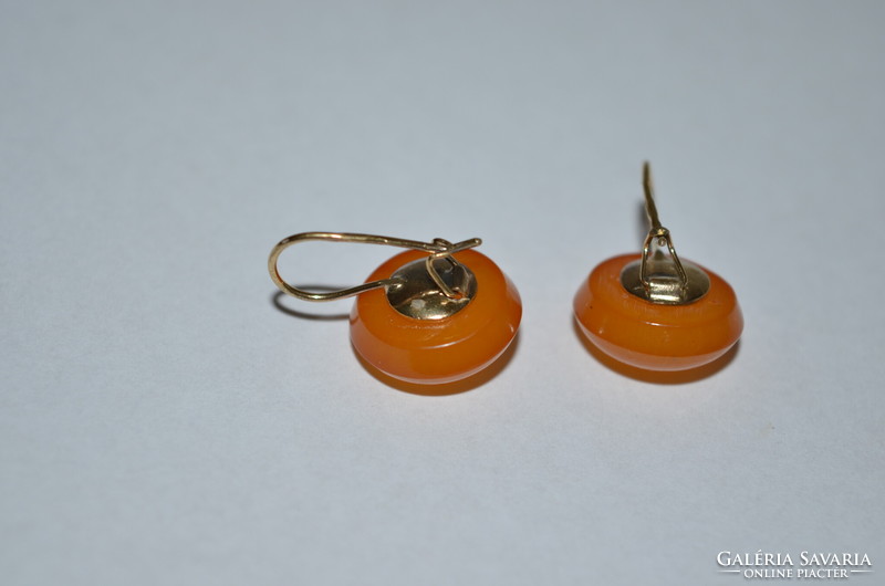 Gold-plated silver amber earrings