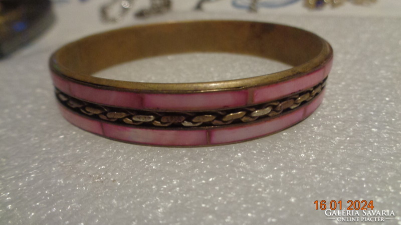 Bracelet, kizi-making, pink shell, 6.5 cm inside