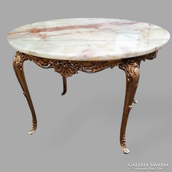 Copper coffee table with marble top